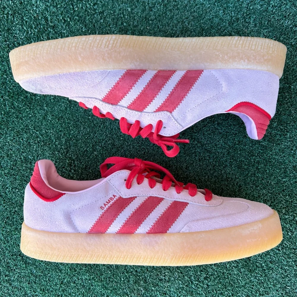 NWT Adidas Samba Sneaker Suede Leather Clear Pink Better Scarlet Red Gum 10.5 - Picture 10 of 14